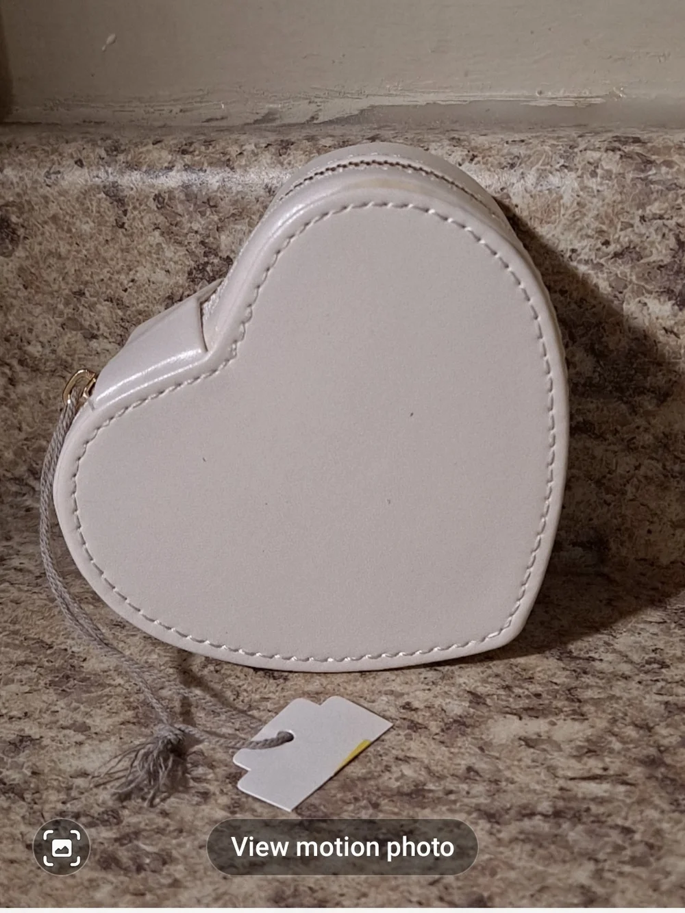 Heart-Shaped Cream Wristlet Bag - Unbranded
